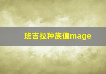 班吉拉种族值mage