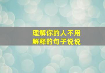 理解你的人不用解释的句子说说