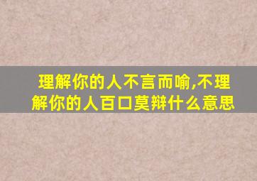 理解你的人不言而喻,不理解你的人百口莫辩什么意思