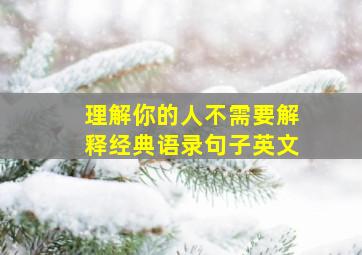 理解你的人不需要解释经典语录句子英文