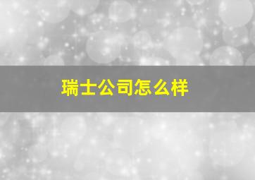 瑞士公司怎么样