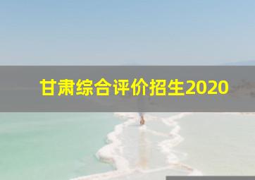 甘肃综合评价招生2020