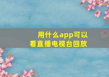 用什么app可以看直播电视台回放