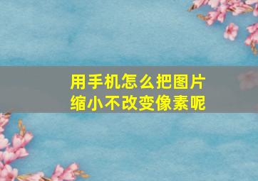 用手机怎么把图片缩小不改变像素呢