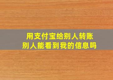 用支付宝给别人转账别人能看到我的信息吗