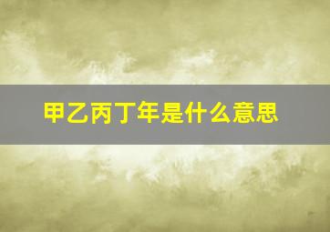 甲乙丙丁年是什么意思