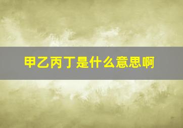 甲乙丙丁是什么意思啊