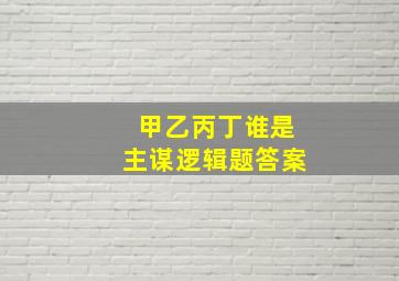 甲乙丙丁谁是主谋逻辑题答案