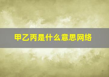 甲乙丙是什么意思网络