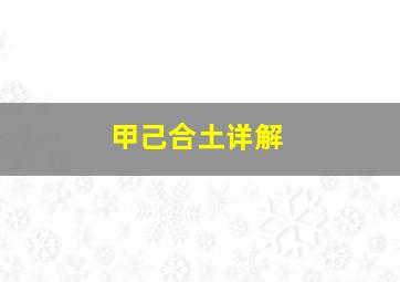 甲己合土详解