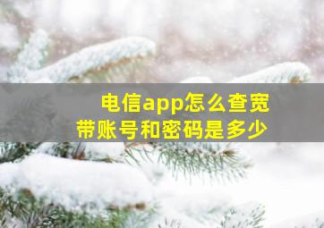 电信app怎么查宽带账号和密码是多少