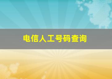 电信人工号码查询