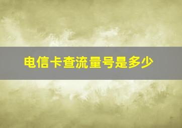 电信卡查流量号是多少