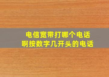 电信宽带打哪个电话啊按数字几开头的电话