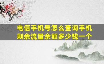 电信手机号怎么查询手机剩余流量余额多少钱一个