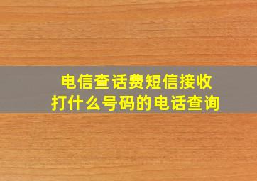 电信查话费短信接收打什么号码的电话查询