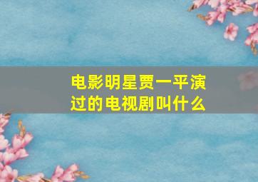 电影明星贾一平演过的电视剧叫什么