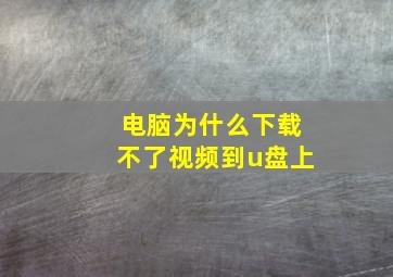 电脑为什么下载不了视频到u盘上