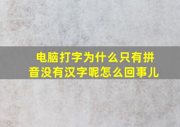 电脑打字为什么只有拼音没有汉字呢怎么回事儿