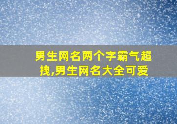 男生网名两个字霸气超拽,男生网名大全可爱