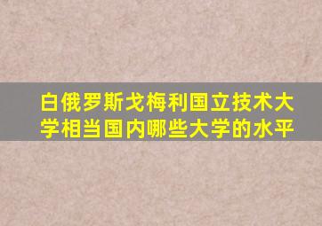 白俄罗斯戈梅利国立技术大学相当国内哪些大学的水平