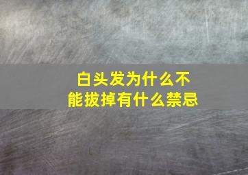 白头发为什么不能拔掉有什么禁忌