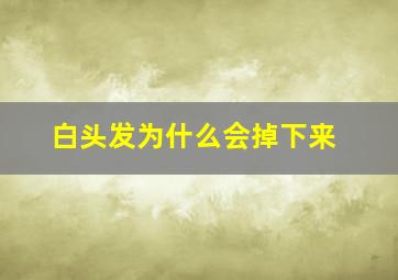 白头发为什么会掉下来