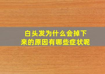 白头发为什么会掉下来的原因有哪些症状呢