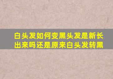 白头发如何变黑头发是新长出来吗还是原来白头发转黑