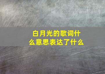 白月光的歌词什么意思表达了什么