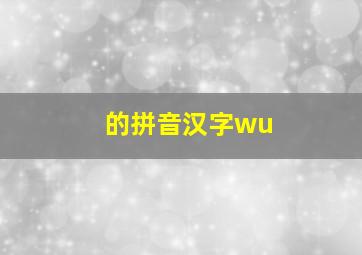 的拼音汉字wu