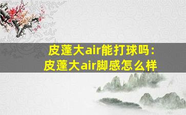 皮蓬大air能打球吗:皮蓬大air脚感怎么样