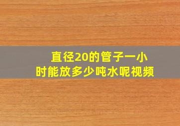 直径20的管子一小时能放多少吨水呢视频