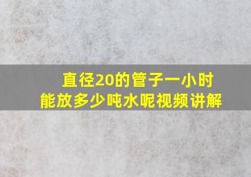 直径20的管子一小时能放多少吨水呢视频讲解