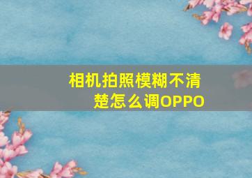 相机拍照模糊不清楚怎么调OPPO