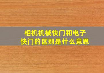 相机机械快门和电子快门的区别是什么意思