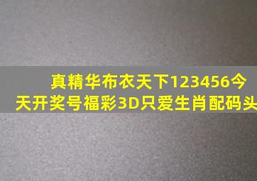 真精华布衣天下123456今天开奖号福彩3D只爱生肖配码头