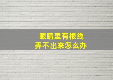 眼睛里有根线弄不出来怎么办