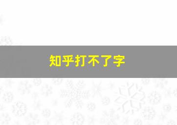 知乎打不了字