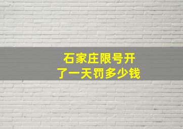 石家庄限号开了一天罚多少钱