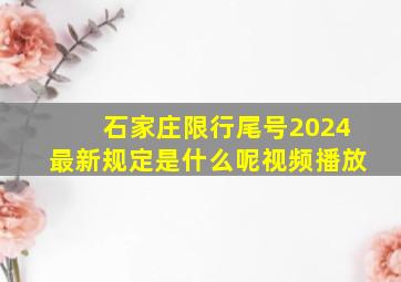 石家庄限行尾号2024最新规定是什么呢视频播放