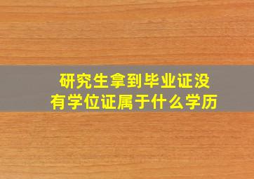 研究生拿到毕业证没有学位证属于什么学历