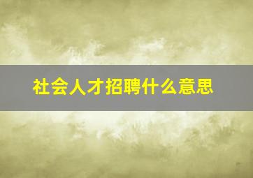 社会人才招聘什么意思