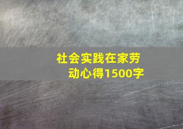 社会实践在家劳动心得1500字