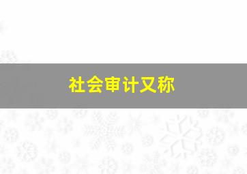 社会审计又称