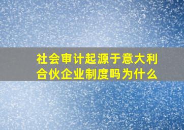 社会审计起源于意大利合伙企业制度吗为什么