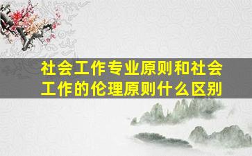 社会工作专业原则和社会工作的伦理原则什么区别