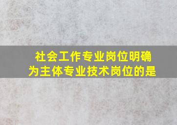 社会工作专业岗位明确为主体专业技术岗位的是