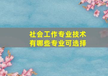 社会工作专业技术有哪些专业可选择