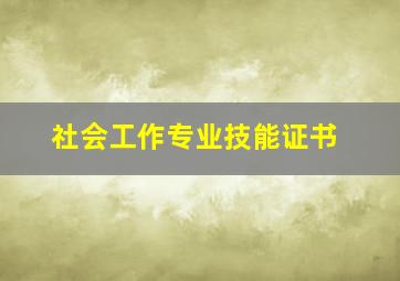 社会工作专业技能证书